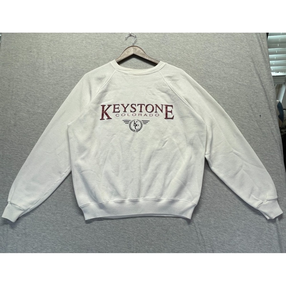 Vintage Hanes Activewear Sweatshirt Womens XL White Cotton Raglan Sleeve Ribbed